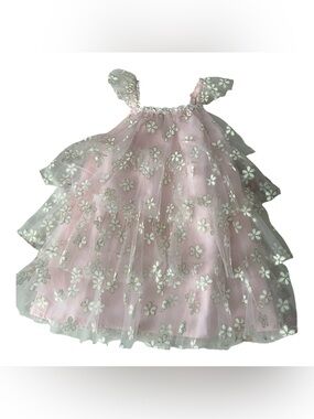 Biscotti Light Pink Dress with White Floral Embroidery
